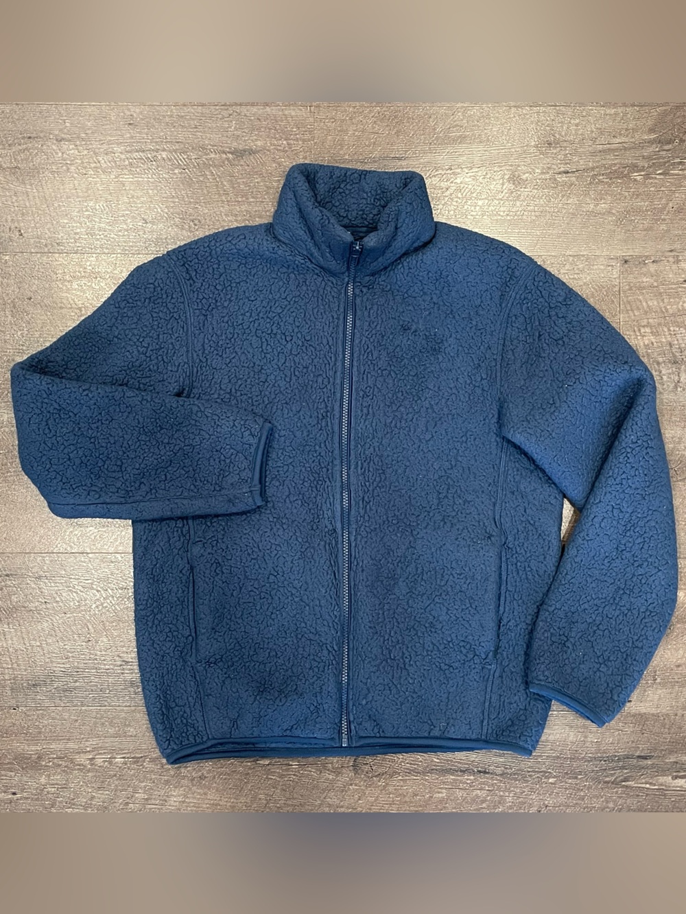 Uniqlo Men's Dark Blue Sherpa Fleece Full-Zip Jacket Casual Jacket Size XS